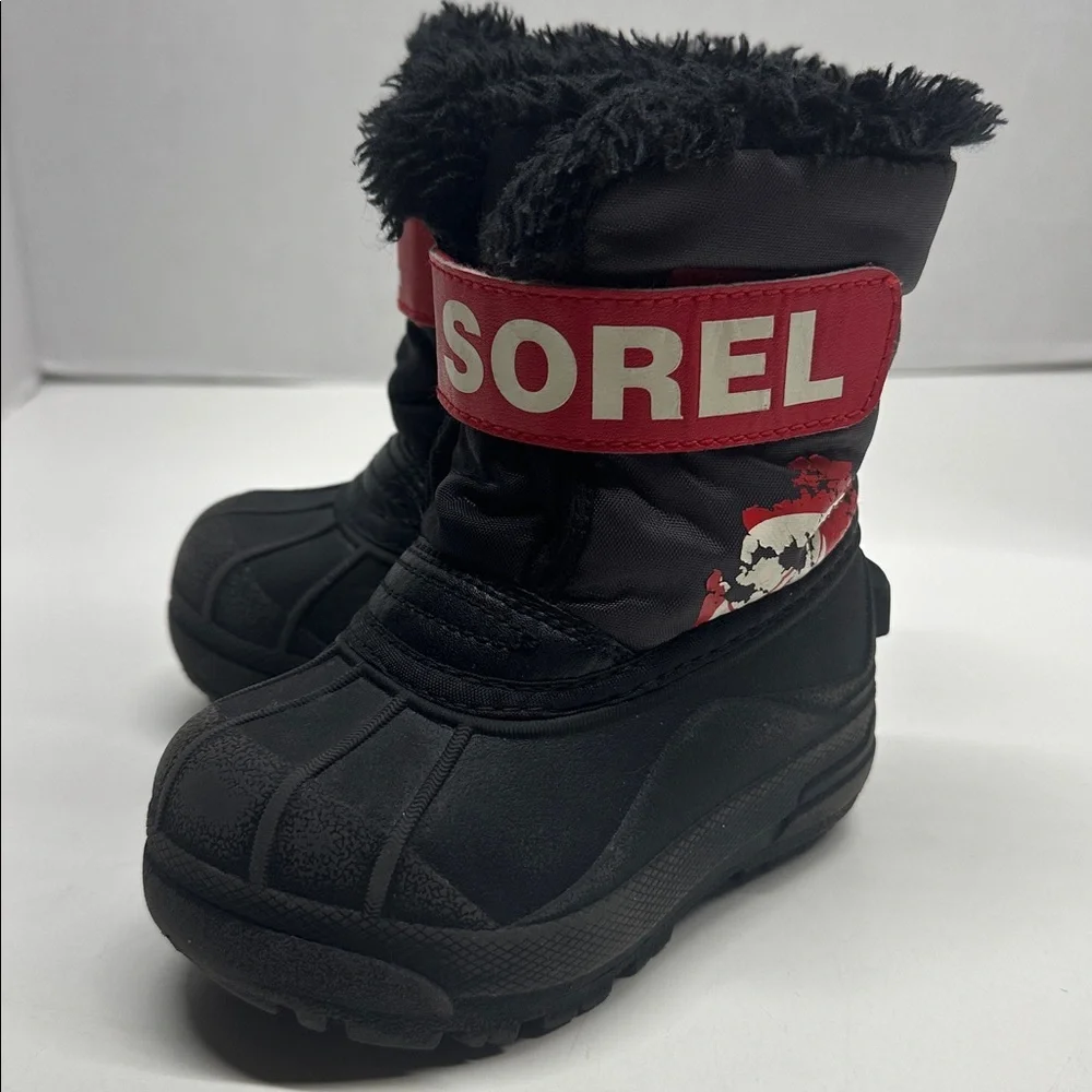 Sorel Snow Commander Winter Snow Boots Boot Black Red Little Kids Girls Size 7